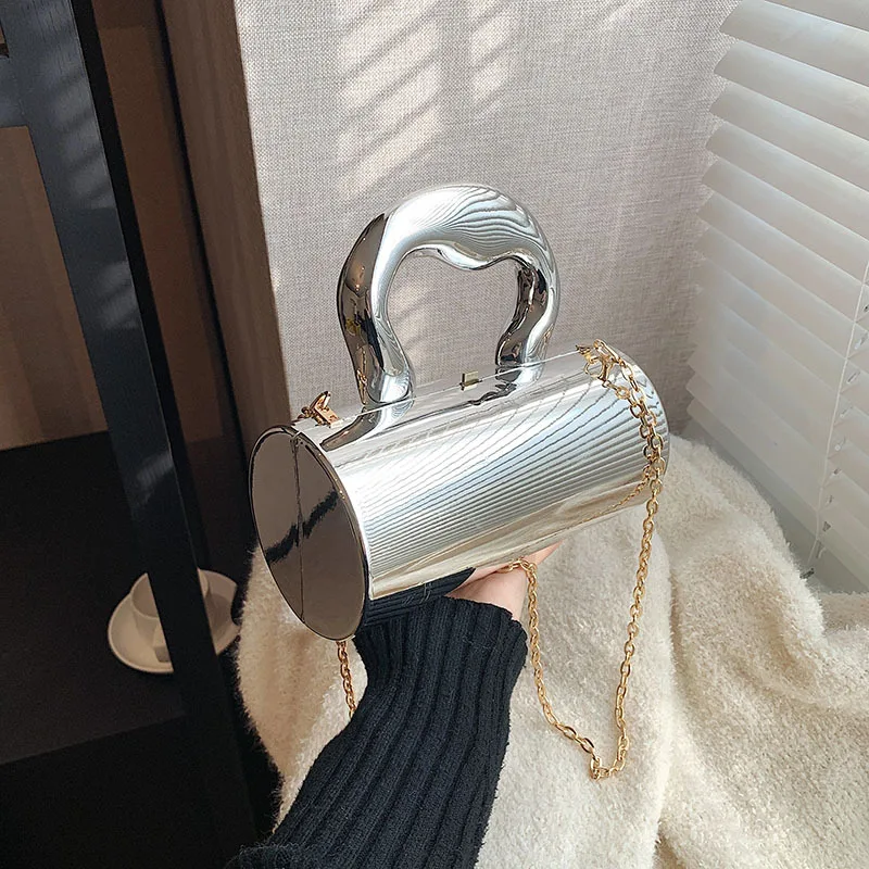 Mini Party Purse Crossbody Bag Shoulder Bag Gold Box Clutch Women's Handbag Women's Party Clutch Fashion Cylindrical Bag