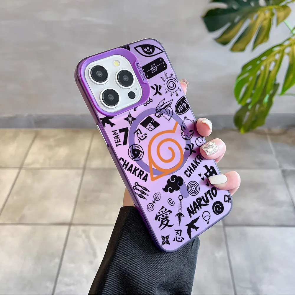 Japan Anime Uchiha Magnetic Phone Case with Silver-Plated Lens Border