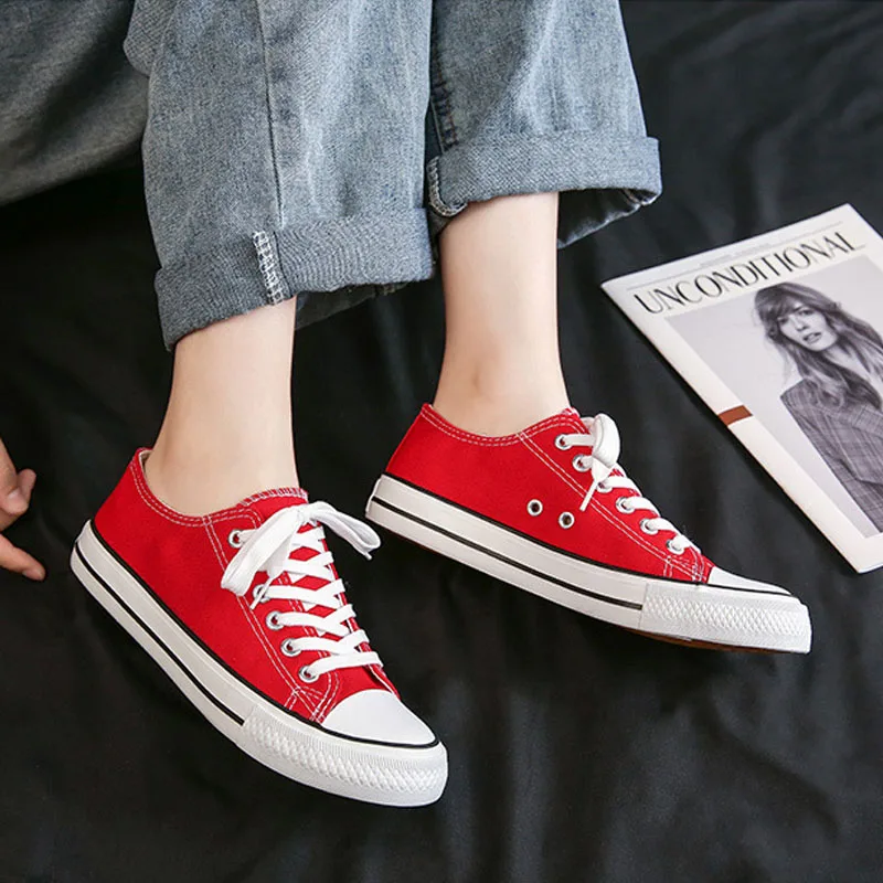 Trend Couple Canvas Shoes Men Women Fashion Sneakers Non-slip Soft Flat Vulcanized Shoes Breathable Canvas Lace-up Casual Shoes
