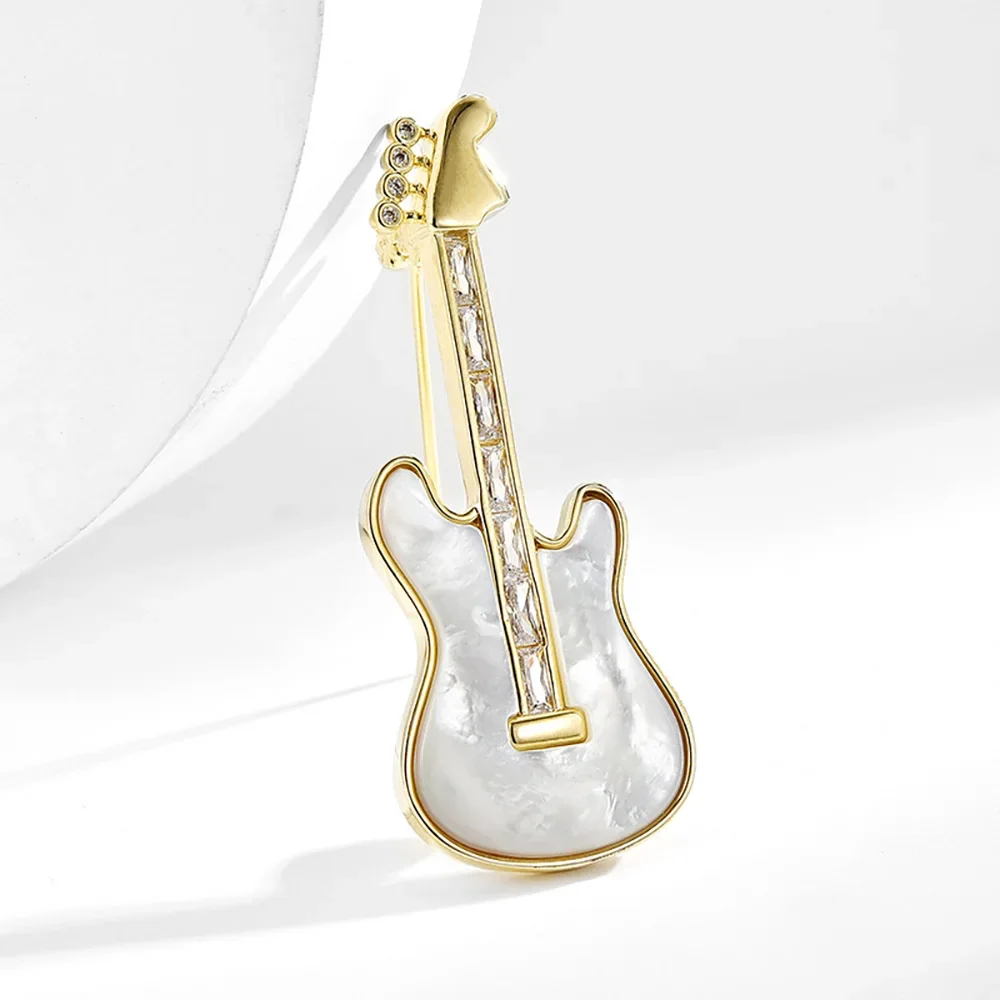 

Fashion Rhinestone Guitar Broochs Elegant Faux Crystal Lapel Pins Creative Party Jewelry Multielement Pin Souvenir