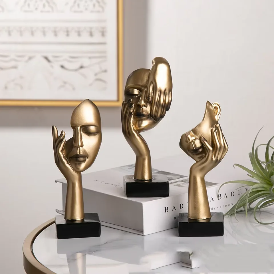 オブジェ、顔の金属彫刻 ゴールド リング6 ジニーズ 喜び工房 | Jinny's 喜び工房