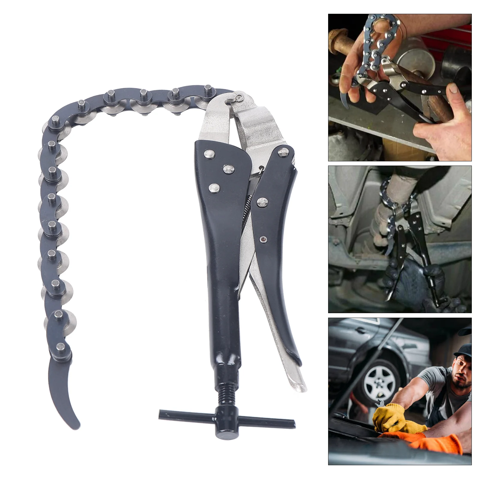 Multi Wheel Chain Lock-grip Pliers Tube Pipe Car Exhaust Pipe Cutter Durable Tailpipe Cutter Exhaust Chain Tool