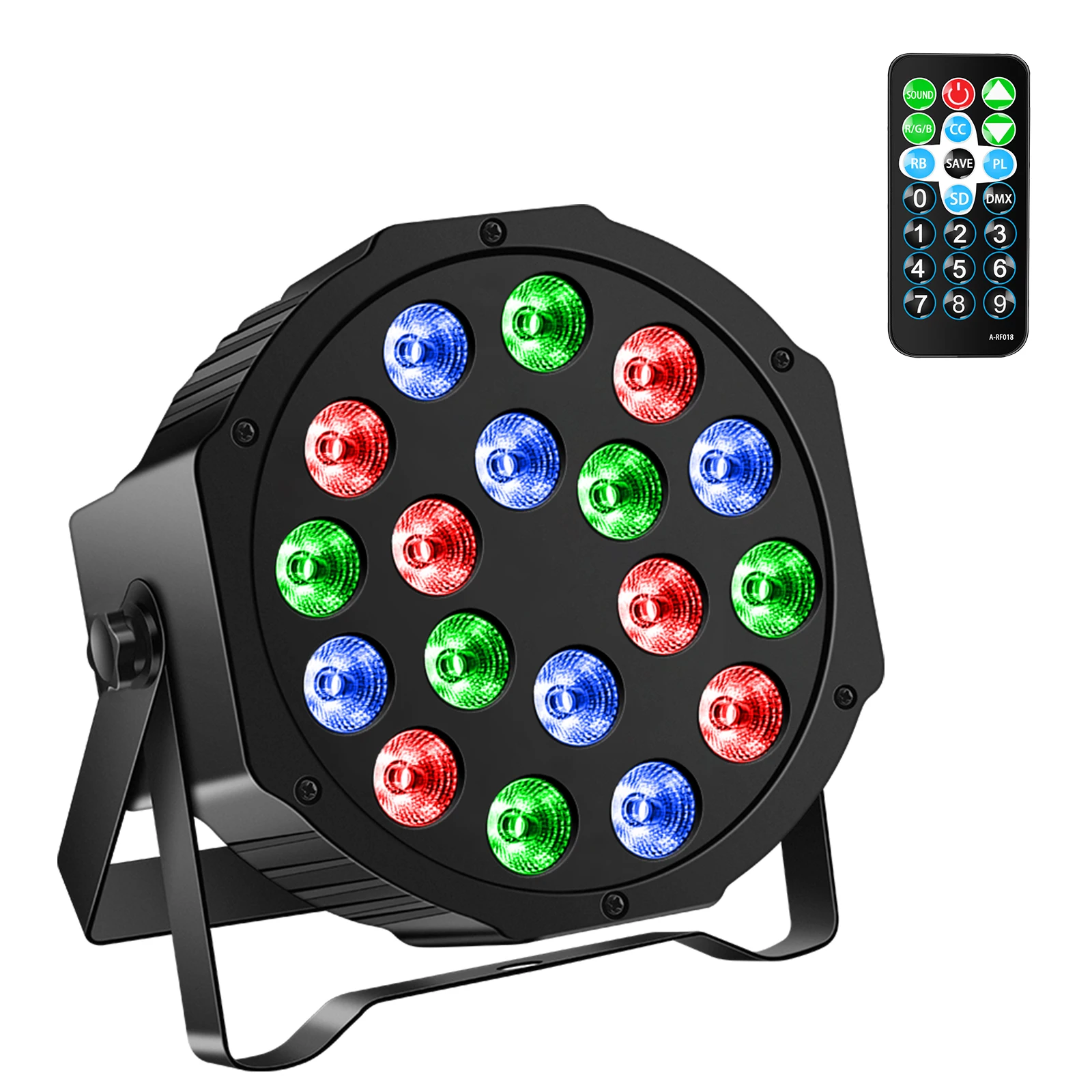 RGB 18 LEDs Stage Par Light 7 Channel DMX Sound Control HOLDLAMP for DJ Concert Party Club KTV