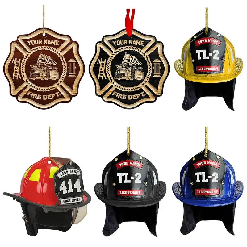 

Firefighter Flat Ornament Acrylic Decor For Car Rear View Mirror Portable Car Rear View Mirror Accessories With Rope Firefighter