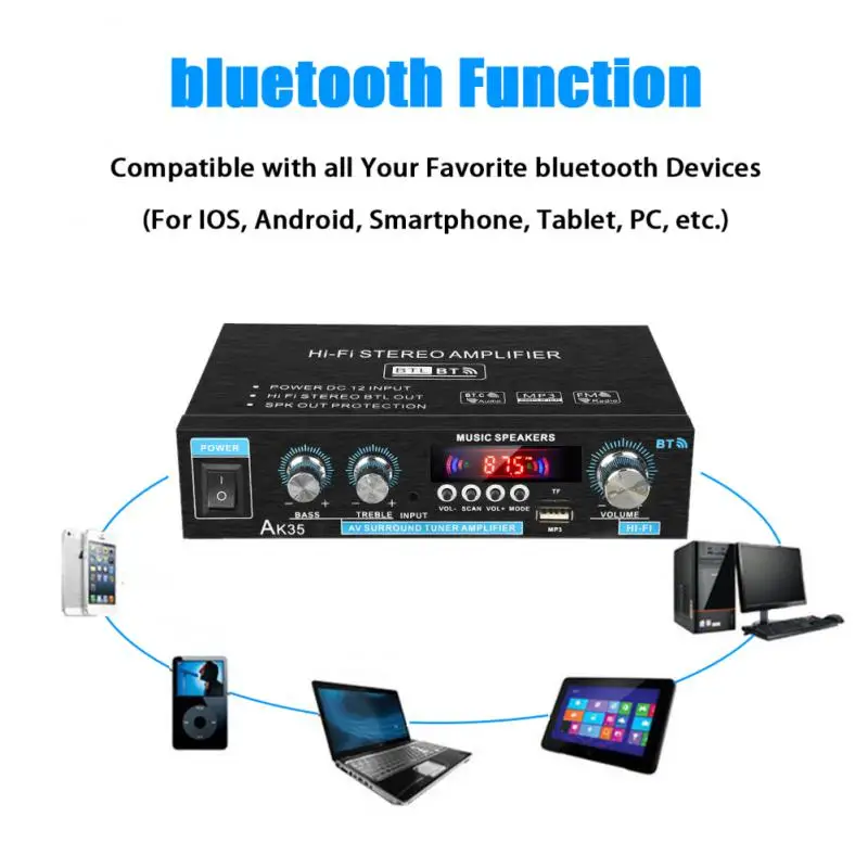 surround sound amplifier AK35 800W Home Car Amplifiers Audio Power Bluetooth 5.0 Surround Sound FM USB Remote Control Mini Stereo HIFI Digital Amplifier 5 channel amplifier