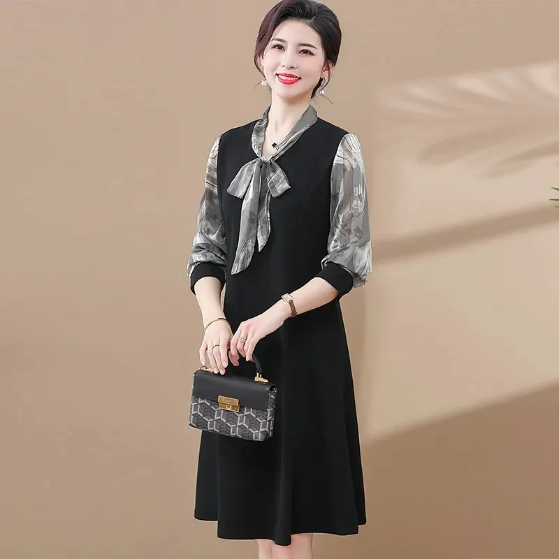 

Young Mom Autumn Dress 2023 New Fashion Middle aged and Elderly Women's Spring and Autumn Seasons Western Style High Waist Skirt