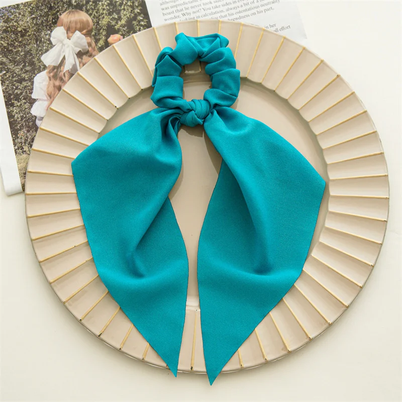 Haar Schal Haarband Chiffon Floral Scrunchie Haar Bands Pferdeschwanz-halter Scrunchy Krawatten Vintage Zubehör für Frauen Mädchen – Detail 7
