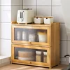 Bamboo Modern Kitchen Cabinets Desktop Sideboard Simple Table Top Rack Household Seasoning Tableware Storage Cabinets with Door 4