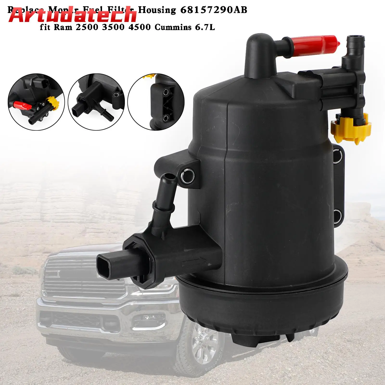 

Artudatech сменный корпус топливного фильтра Mopar 68157290AB подходит для Ram 2500 3500 4500 Cummins 6.7L автомобильные аксессуары