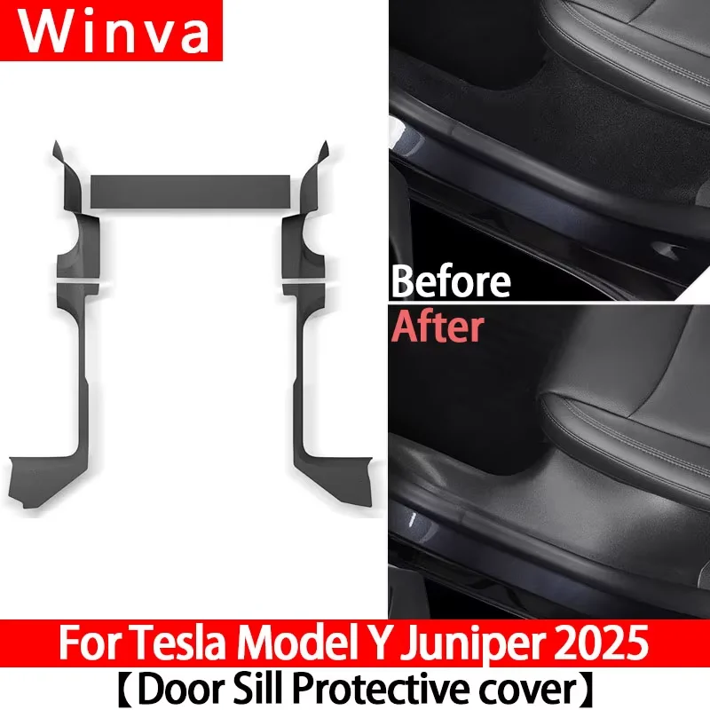 For New Tesla Model Y Juniper 2025 Door Sill Strip Guard Car Accessories Front R