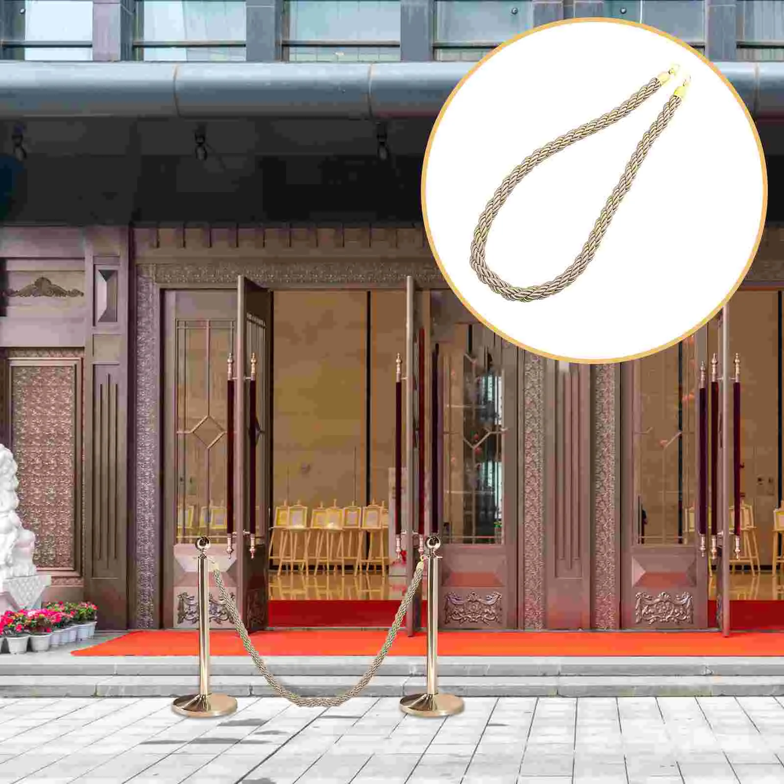

Stanchion Rope Crowd Control Rope Queue Barrier Rope Cordon Lanyard Guard Bar Lanyard Small Metal Decorative Reusable Rope