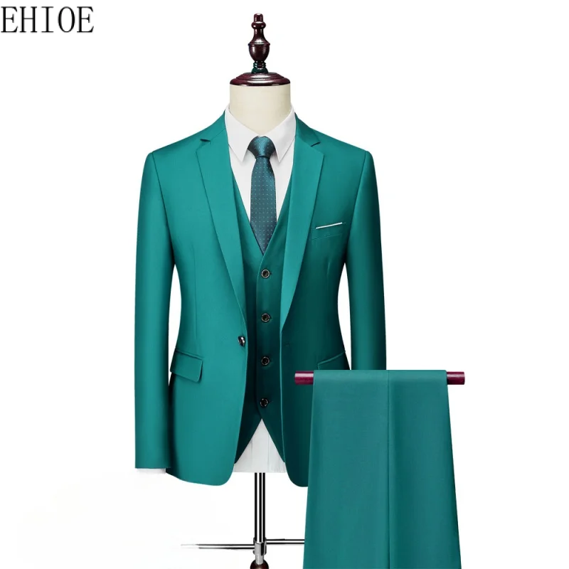 

Men Suit 2023 Spring and Autumn High Quality Custom Business Suit Three-piece Slim Large Size Multi-color Suit One-button Suit