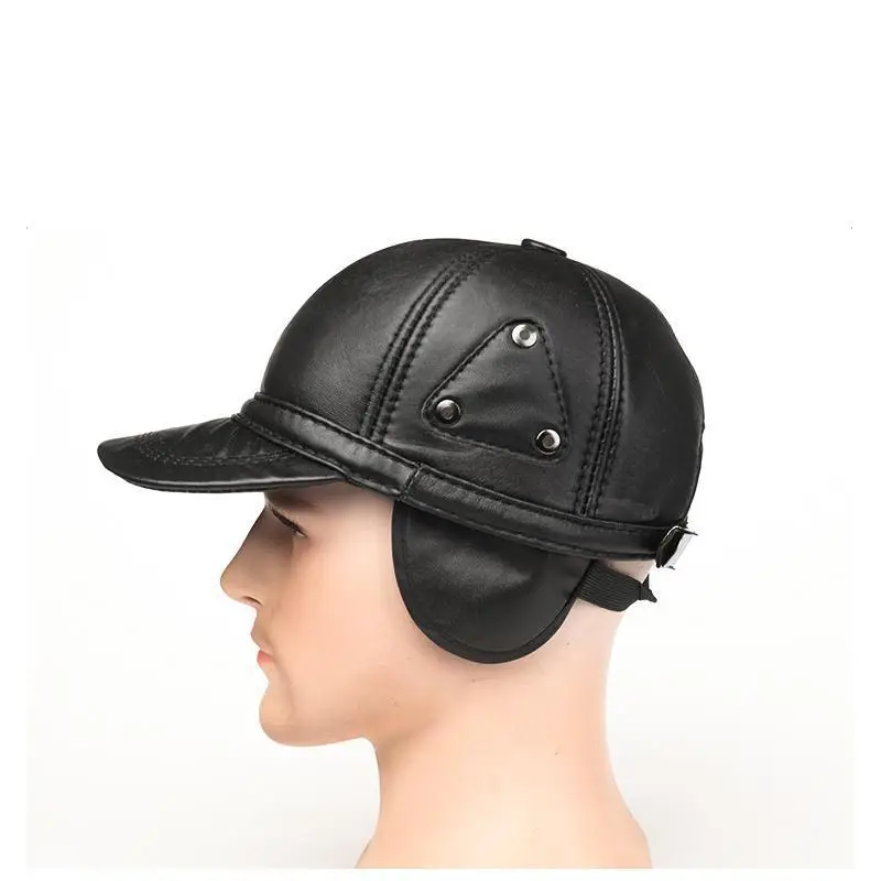 

2022 New Baseball Cap Casual Fashion Hat Autumn And Winter Plus Velvet Cap Leather Baseball Cap For Men