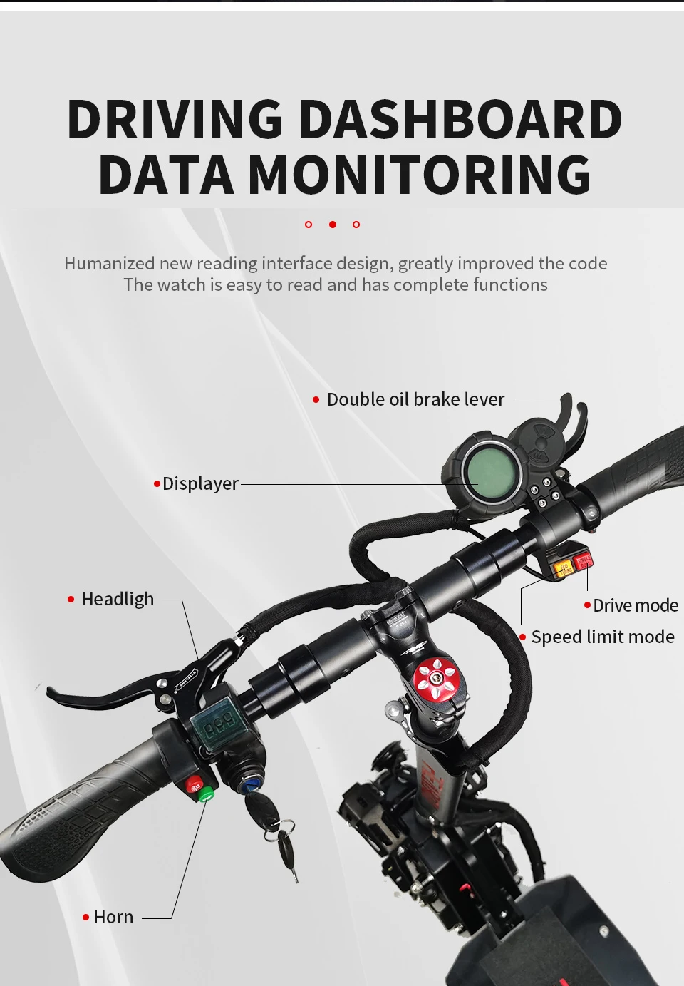 Driving dashboard of e-scooter for data monitoring for commuting.