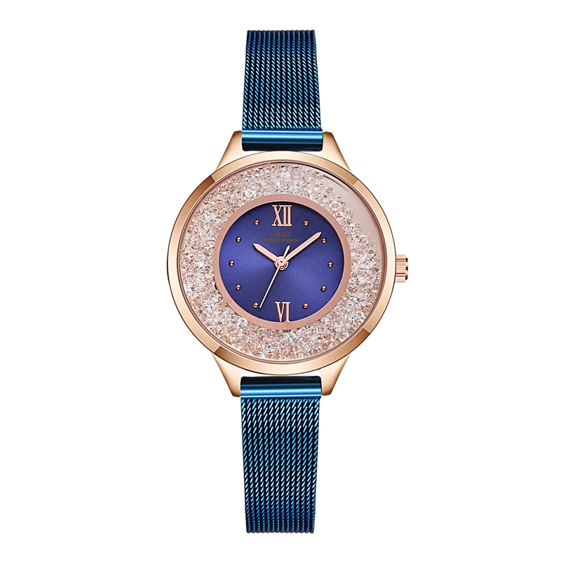 Luxury Women Watch Steel Mesh Strap Purple Rhinestone Waterproof Casual Hand Clock Female Original Fashion Lady Wristwatch Green