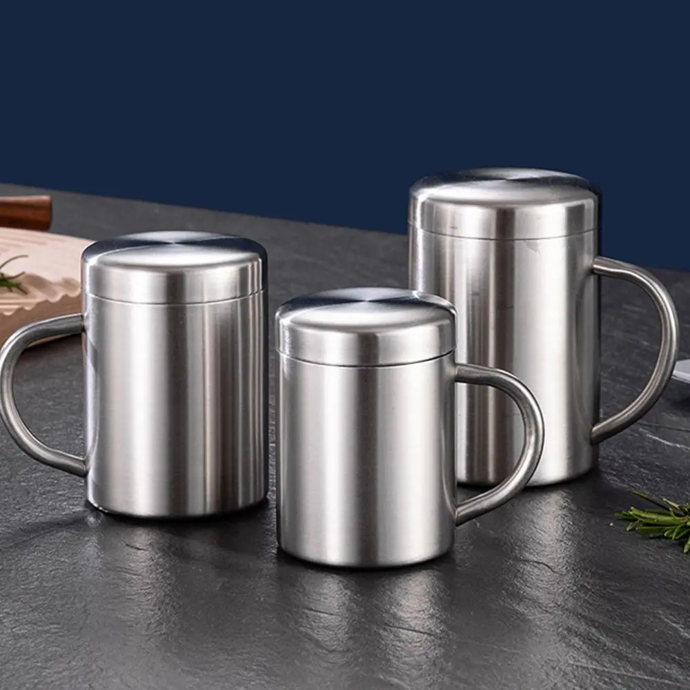 

1Pcs 200/300/400ML Stainless Steel Mug Double Layer Anti-scalding Thermal Tumbler Drink Beer Tea Juice with Lid Insulated Cups