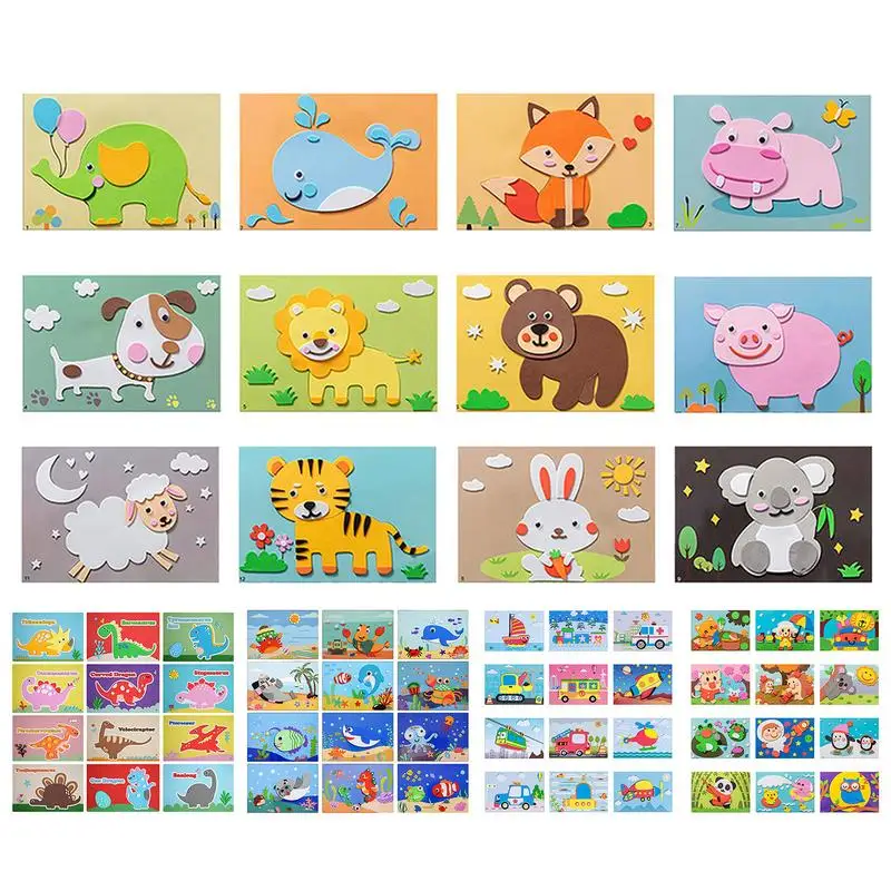 Eva Foam Stickers Pack DIY Cartoon Animal Learning Education Toys 3D EVA Foam Cartoon Sticker Early Learning Educational Toys diy creative cartoon animal 3d eva foam sticker puzzle 20 styles handmade early learning educational toys for children kids gift