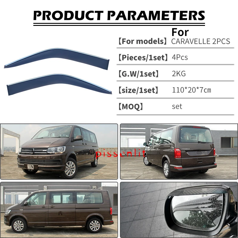 Window Visor For Volkswagen Caravelle 2015- Rain Guard Roof Sun Rain Shade Vent Visor Spoiler Wing Shelters Awnings