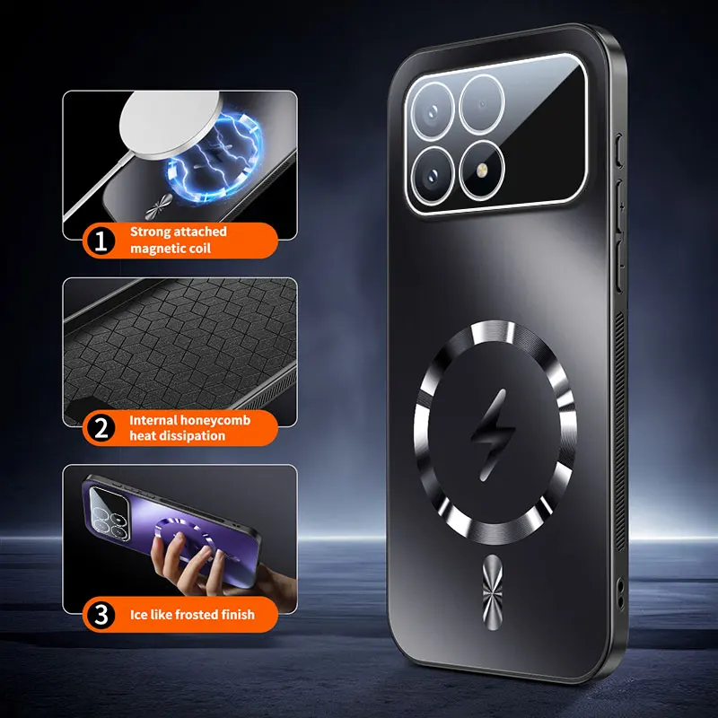 Magnetic Camera Lens Protection Case with Magsafe Compatibility & Matte Frosted Back Cover