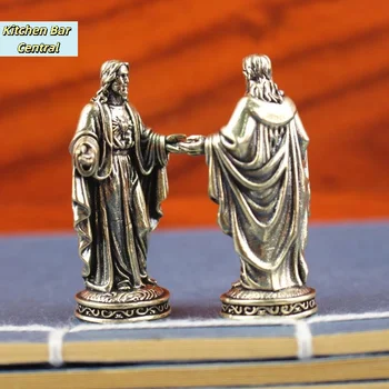 【Handmade Brass God Statue Vintage Desktop Decor Creative Cross Border Craft Artwork Small Copper Figurine Ornament】 1