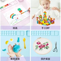 Children Drawing Toys Silicone Painting Mat Set for Children's Day Gift Montessori Graffiti Mat Washable Watercolor Palette Set 2