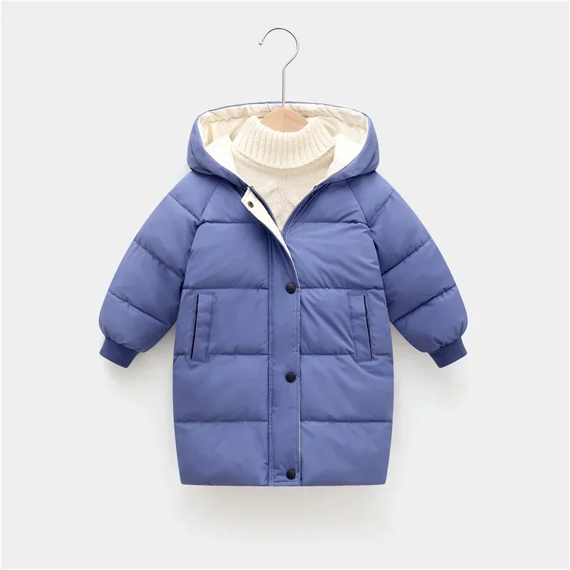 2-12Y Kids Down Long Outerwear Winter Clothes Teen Boys Girls Cotton-Padded Parka Coats Big Children Thicken Warm Cotton Jackets