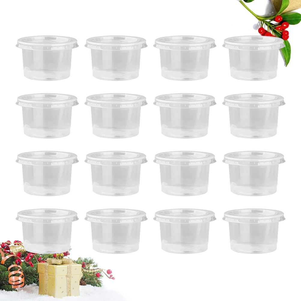 50pcs Disposable Pudding Jelly Cup Snack Dessert Bowls Plastic Clear Portion Cups With Lid Mousses Sauce Jelly Yogurt Container