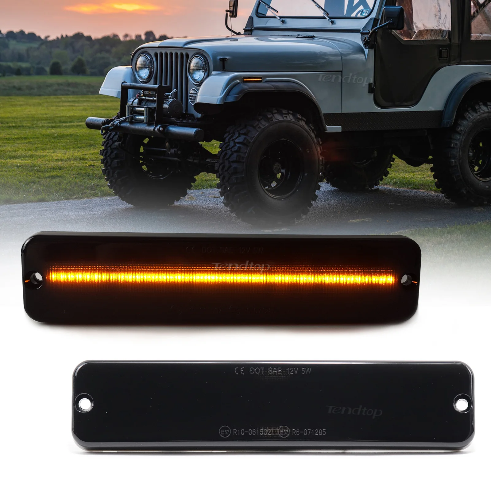 

For Jeep Wrangler YJ 1987-1995 Smoked Lens Amber LED Front Fender Bumper Side Marker Lights Car Fender Flare Lamps Turn Signal