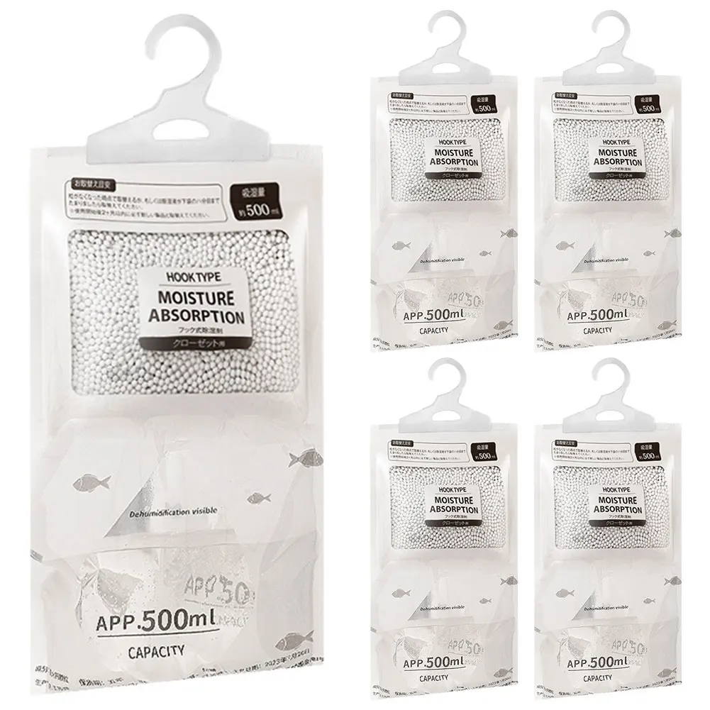 5 Packs Moisture Absorbers Hanging Closet Dehumidifier Bags Anti-Mold Humidity Packs for Closet Bedroom and Kitchen