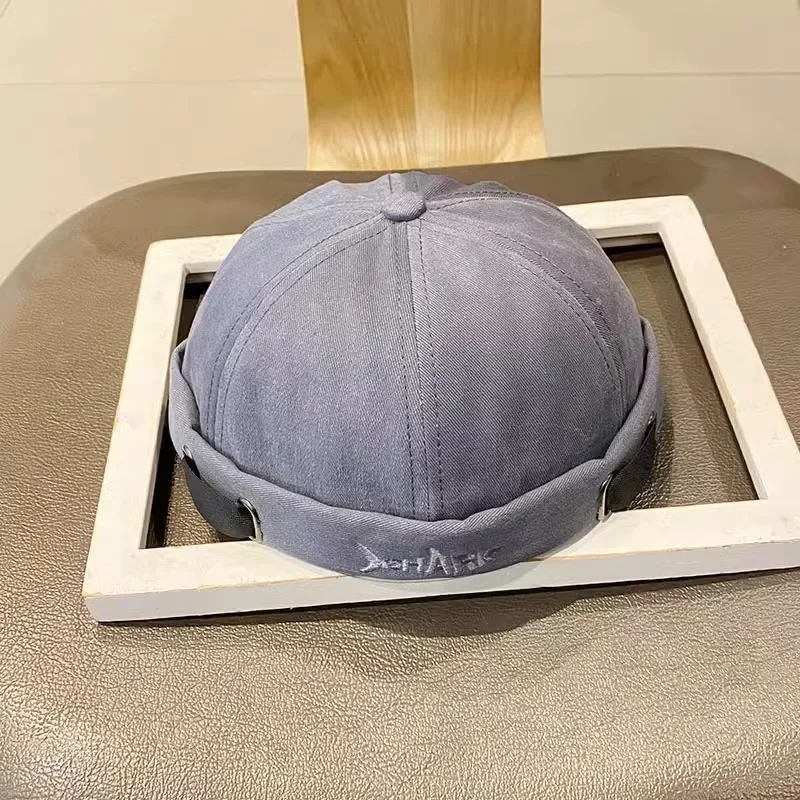 Fashionable Embroidered Brimless Hat Retro Hip-hop Men's Personalized Melon Skin Hat Adjustable Personalized Sailor Hat