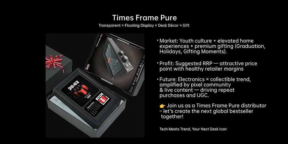 TimesFrame Pure Transparent WiFi Digital Photo Frame 32GB, App Control Picture F