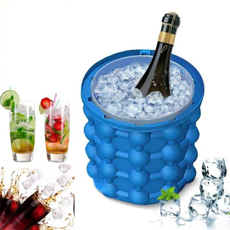 Silicone Ice Cube Maker Portable Bucket Wine Ice Cooler Beer Cabinet Space  Saving Kitchen Tools Drinking Whiskey Freeze - AliExpress