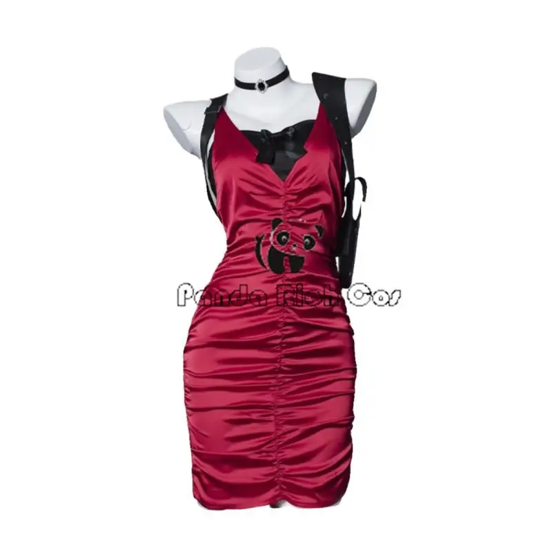 

Female Resident 4 Ada Wong Cosplay Costume Evil Cheongsam Dress Red Ada Wig Shoes Women Girls Halloween Carnival Disguise Suit