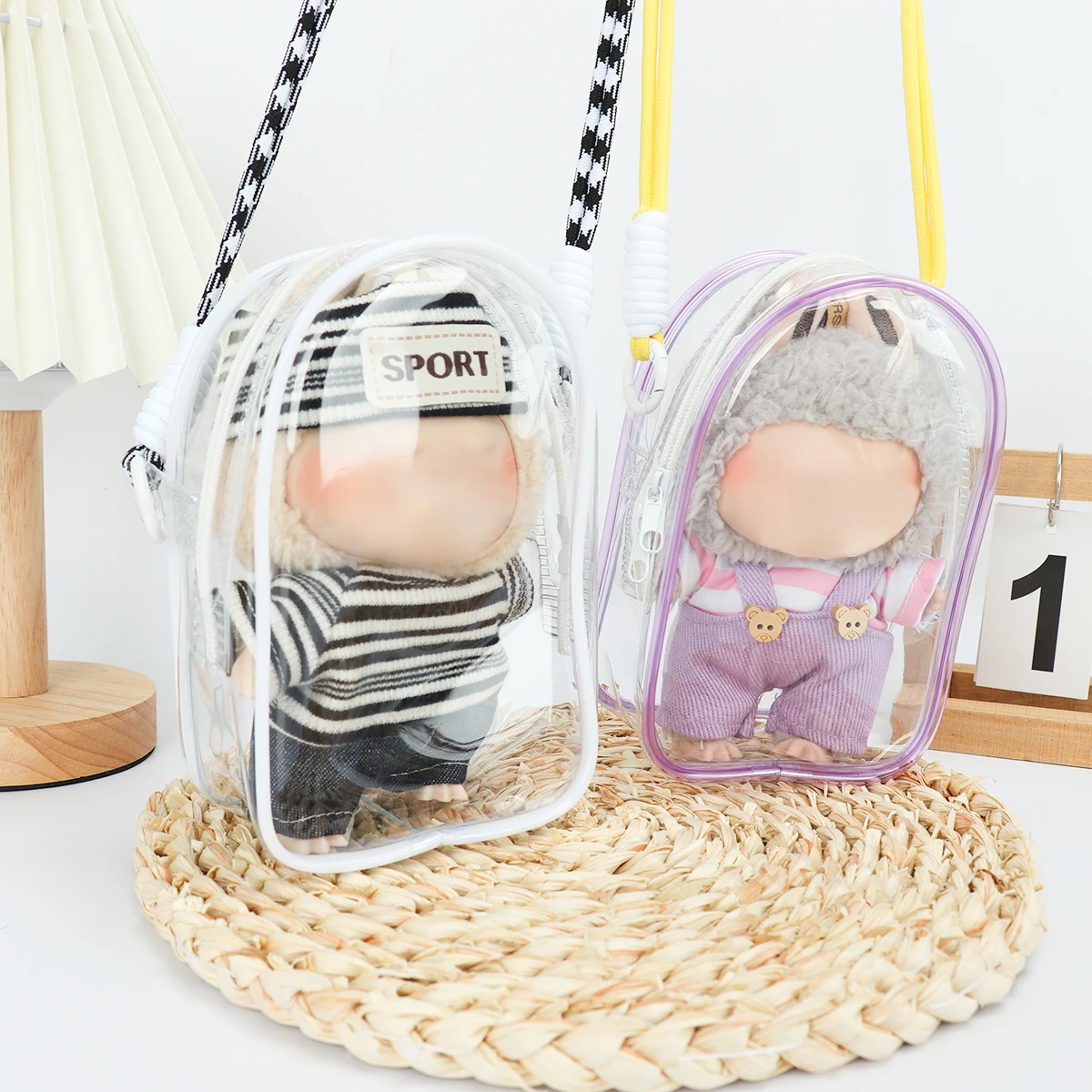 10-15cm Transparent Display Bag Protector Case for Toys & Dolls Dustproof Storage Bags Outdoor Use & Party Decor Backpack sling