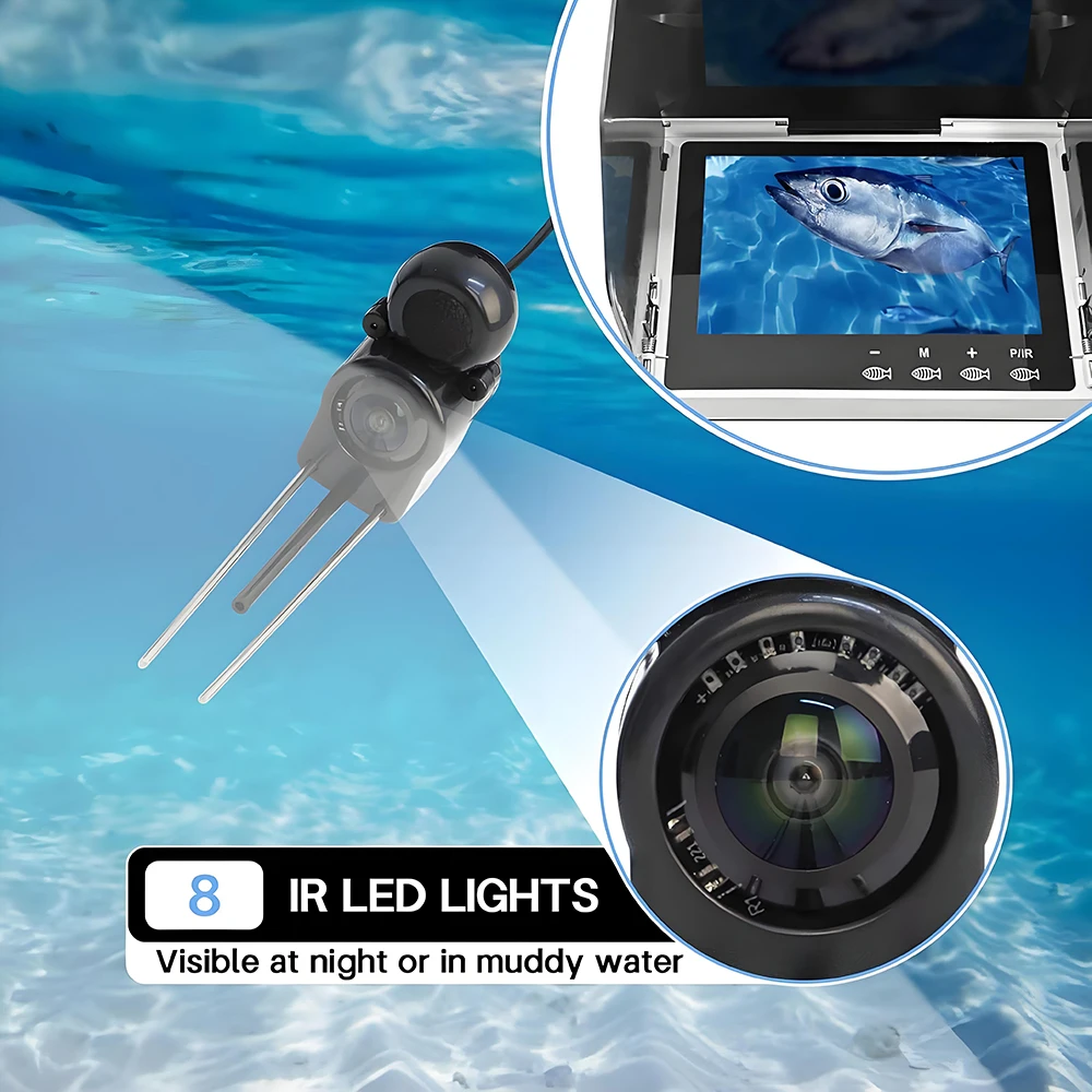 5인치 HD 터치 버튼 수중 낚시 카메라 200 °   광각 야간 투시경 방수 어군탐지기 얼음낚시용 비디오 녹화