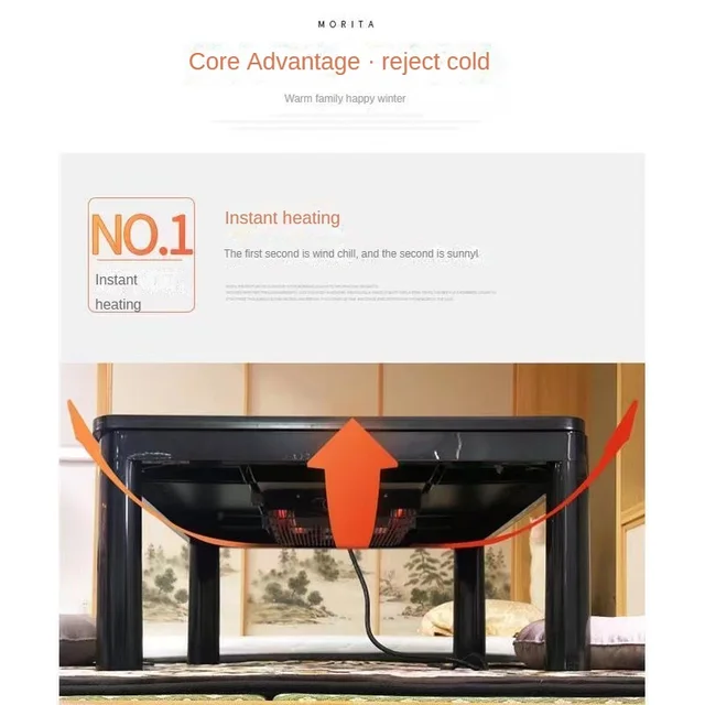 Metrócsere -Fűtés 220 V Japán Kotatsu Fűtés Ventilátor Kézi Hőmérséklet -Szabályozó Képlet Asztal Láb Melegebb 600W - Image 5