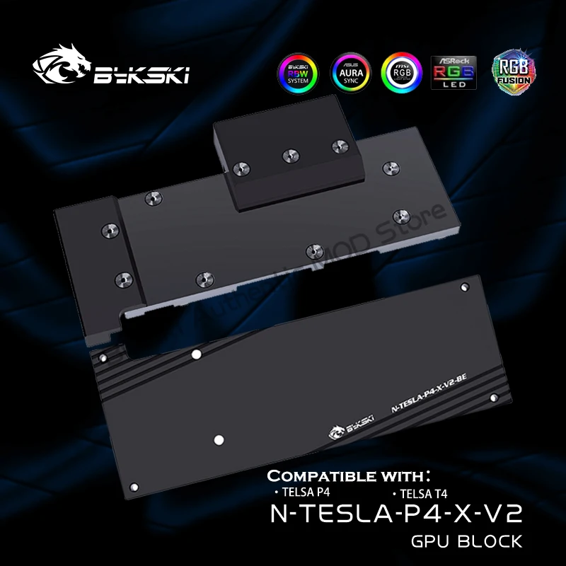 Blocco Di Rame Bykski N-Tesla-P4-X-V2 Gpu Per Scheda Grafica Telsa P4/T4, Radiatore Di Raffreddamento Ad Acqua Vga Con Piastra Posteriore