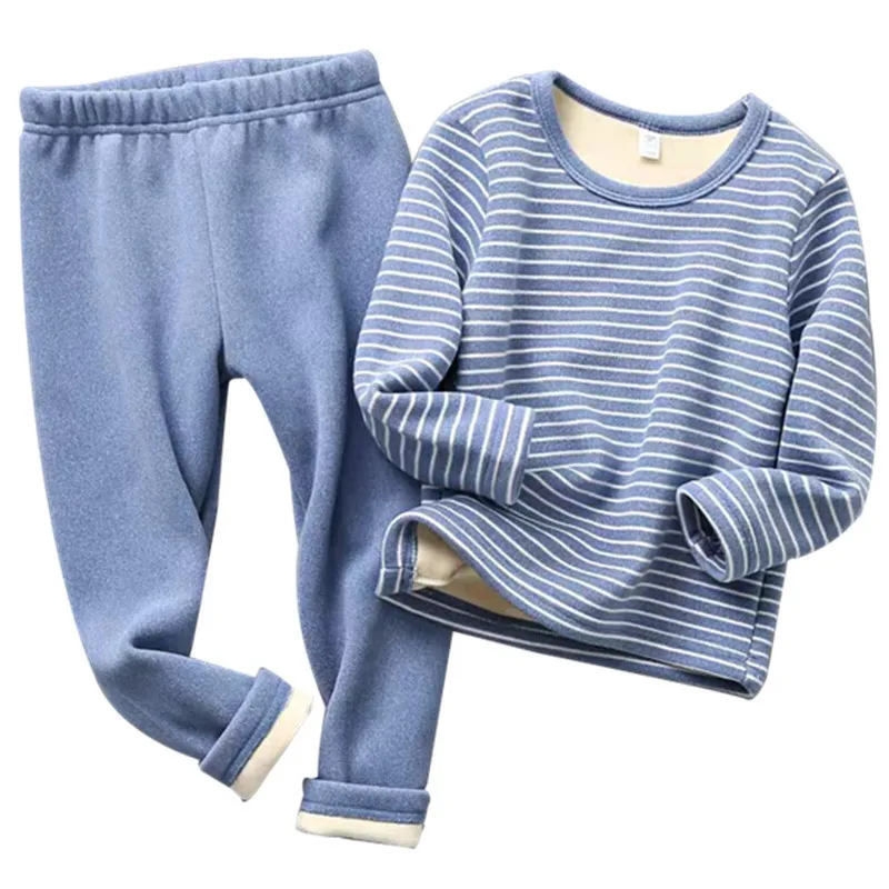 Children Underwear Thick Winter Fleece Warm Set Thermal Wear for Kids Two Pieces Cozy Soft Homewear Boys Girls Pajamas 10 12 Y