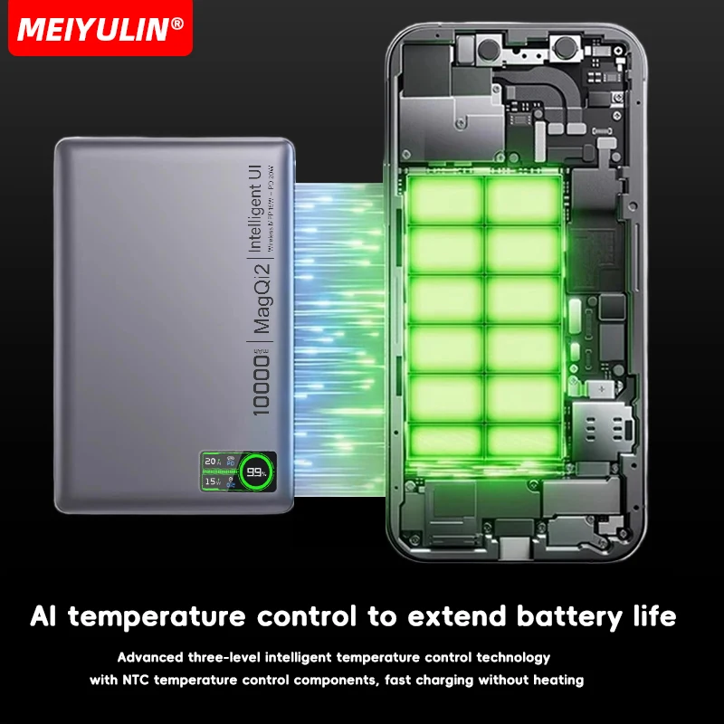 10000mAh 15W Wireless Power Bank Magnetic Charger for Apple Watch USB C Fast Charging External Battery for iPhone Samsung Xiaomi 3