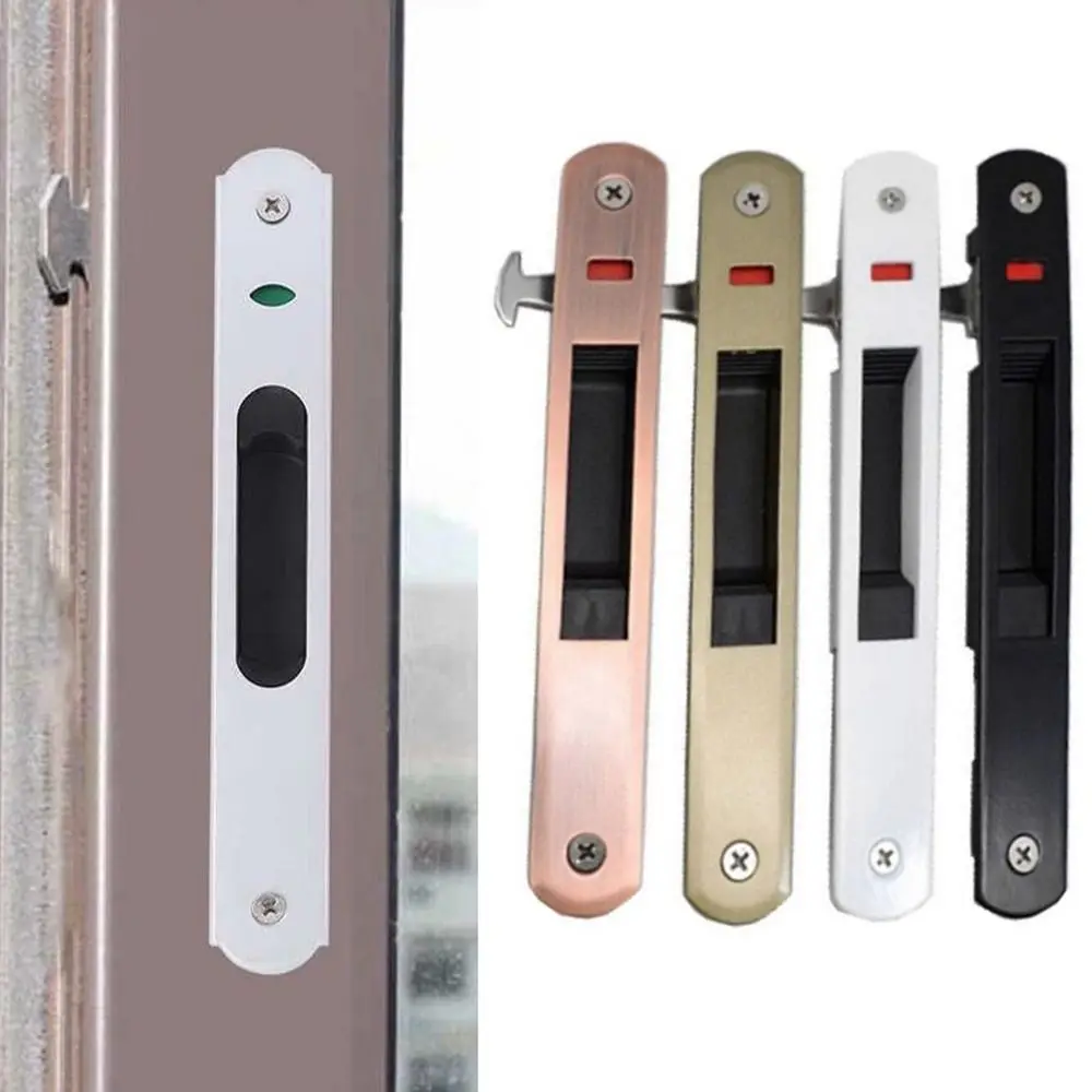 Description Picture 2 of itemNew Zinc Alloy Sliding Door Lock Hook 90 Type Durable Door Handle Lock Invisible Embedded Lock Window Latch Sliding Door