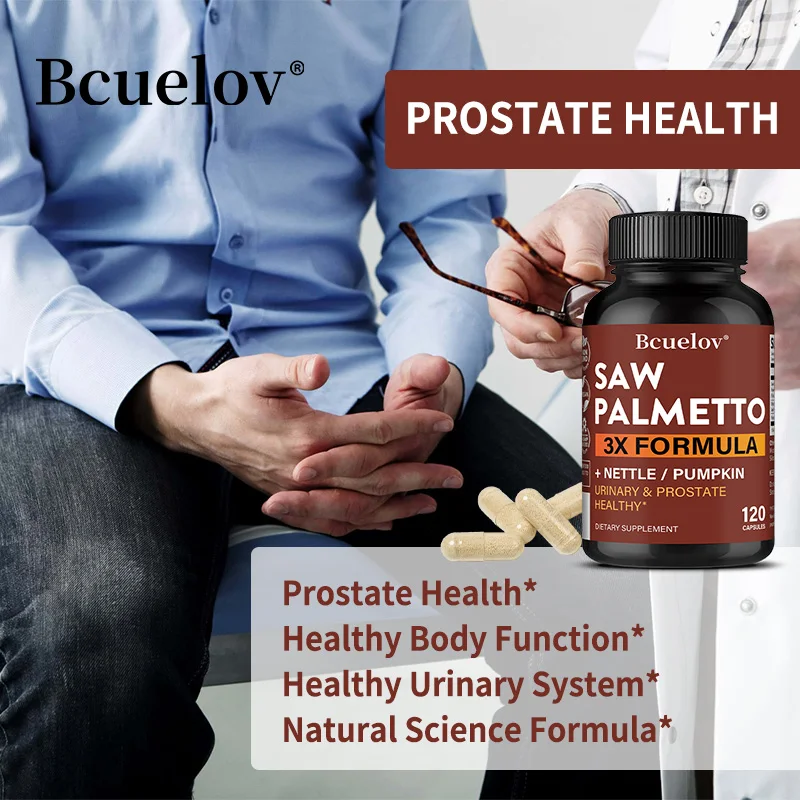 Saw Palmetto Berry Complex Capsules-Turmeric Tribulus Maca, Reduce Baldness and, Prostate Hair Growth Urinary Tract Support