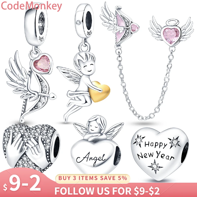 

925 Sterling Silver Cupid's Arrow Charms Fit Pandora 925 Original Bracelet DIY Beads Women Jewelry Valentine's Day Gift New