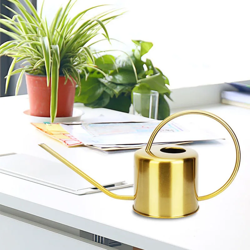 1.3L Watering Can Metal Garden Stainless Steel for Home Flower Water Bottle Easy Use Handle for Watering Plant Long Mouth