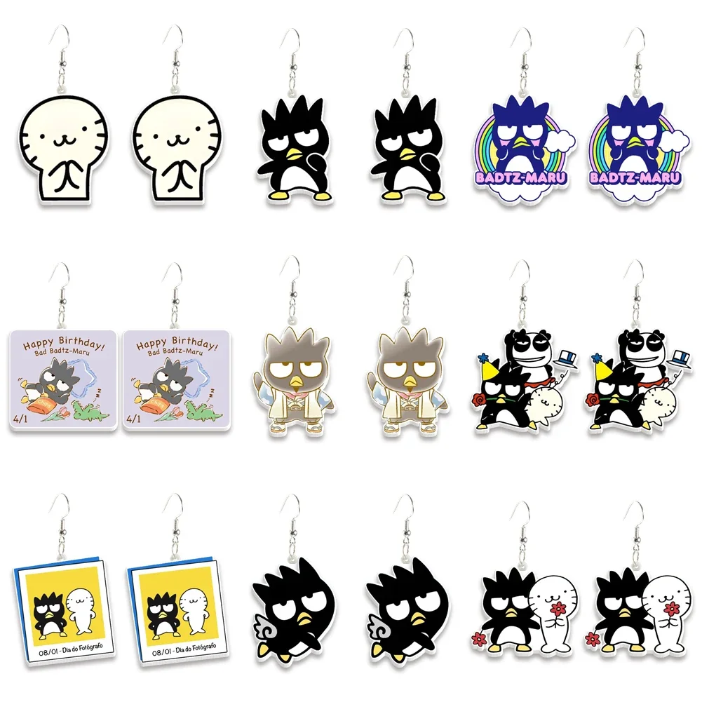 

Японские Мультяшные серьги-Крючки Bad Bdatz-Maru Sanrio, дизайнерские ювелирные изделия, серьги для женщин, висячие серьги