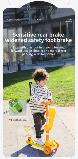 Scooter For Kids With LED Spraying Jet Bluetooth Music Effect Flash Plus Size Wheel Lean to djustable Height Foldable 6