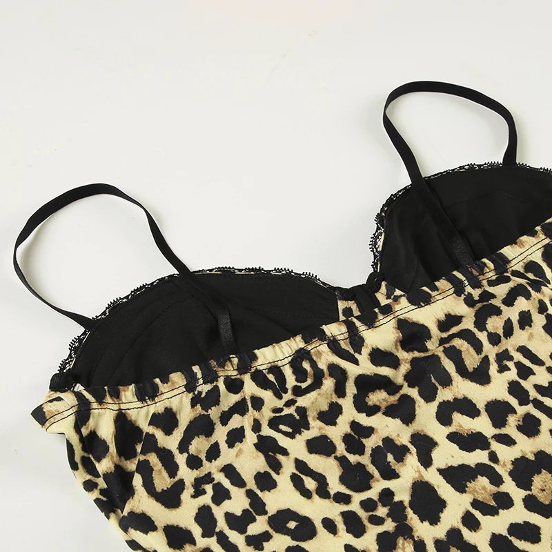 Hotsweet Y2k Leopard Lace Women¡¯s Tanks Sleeveless Slim Fit Design Sexy Fashion Gyaru Camisole