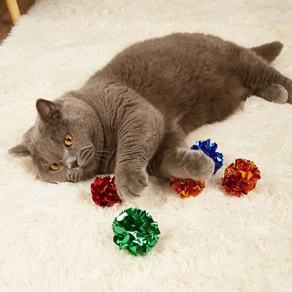 

10pcs Pet Colorful Sounding Paper Balls Cat Toys Playful Cat Sounds Balls Multi-color Cat Pet Supplies аксесуари для котів