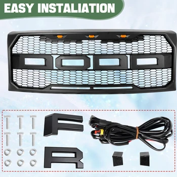 Front Bumper Grilles Grill Mesh for Ford F150 2009 2010 2011 2012 2013 2014 Racing Grill F-150 Raptor Style