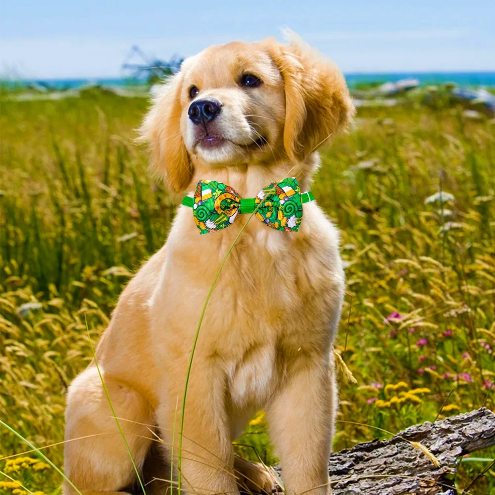 10Pcs ST Patrick's day Pet Supplies Dog Bowtie Pet Dog Cat Bow Tie Neckties White Green Dog Bows Pet Bowties Dogs Supplies 4