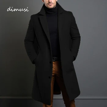 Trench da uomo autunno inverno di lusso maschile medio-lungo caldo giacche di lana casual da uomo d'affari comodo soprabito 1